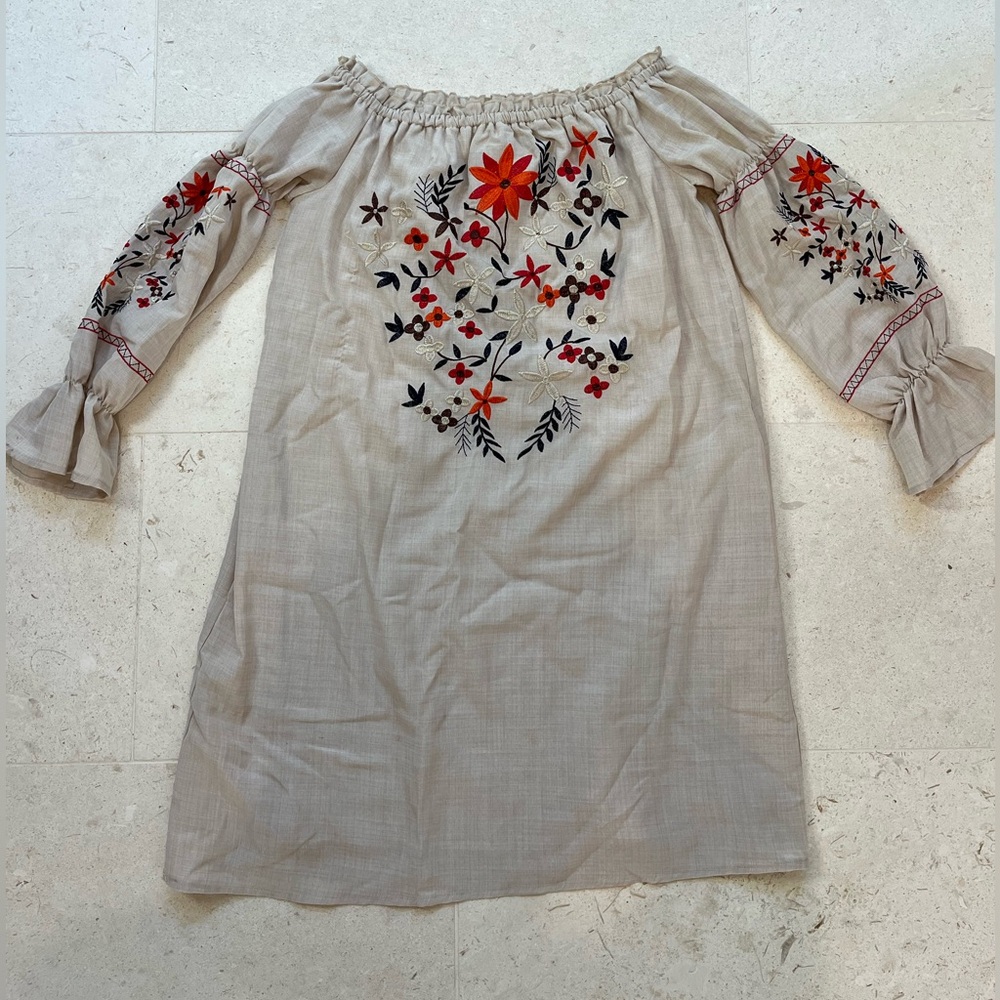 Off Shoulder MIDI Dress Fall Floral